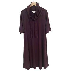 NWT Ann Taylor LOFT Cowl Neck T-Shirt Dress Burgundy Size Small